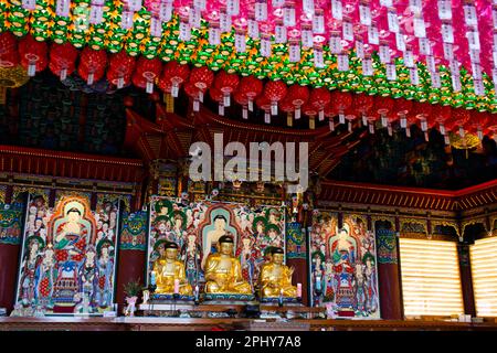 Haedong Yonggungsa tempio o Yonggung santuario per la gente coreana viaggiatori stranieri visitare e rispettare la benedizione pregare desiderio sacro mistero buddha WO Foto Stock