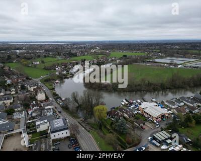 Vista aerea del fiume Tamigi Shepperton Surrey Regno Unito Foto Stock