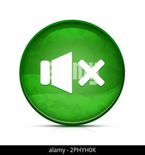 Icona di disattivazione dell'audio sul classico pulsante rotondo verde Foto Stock