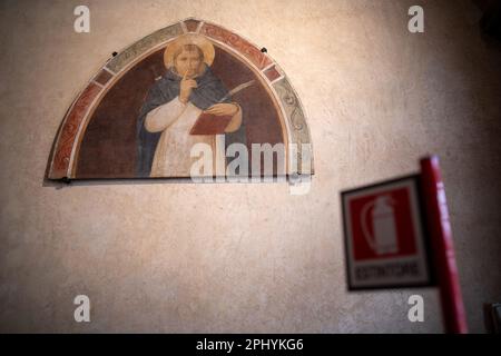 Fra Angelico, 'San Pietro Martire chiede il silenzio', Museo di San Marco, Firenze Foto Stock