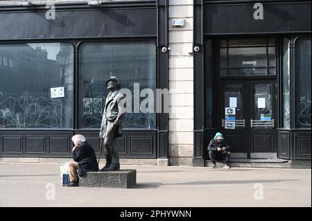 James Joyce statua. North Ear Street. Dublino. Marzo. 2023 Foto Stock