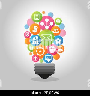 Set di icone delle applicazioni social più diffuse con angoli arrotondati. Icone dei social media Design moderno su sfondo trasparente per il tuo progetto. Set vettoriale e Foto Stock