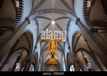 Il Crocifisso di Giotto (1288-90) appeso a Santa Maria Novella, Firenze Foto Stock