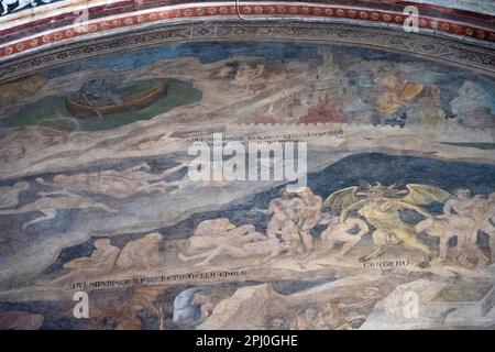 Vecchio affresco di ultima sentenza a Santa Maria Novella, Firenze Foto Stock