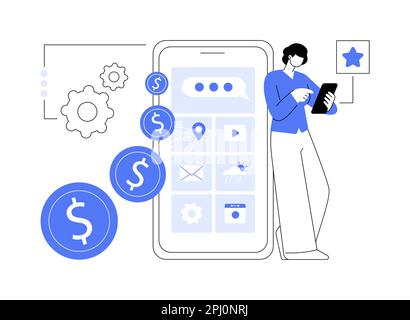 Illustrazione vettoriale del concetto astratto di monetizzazione delle app. Illustrazione Vettoriale
