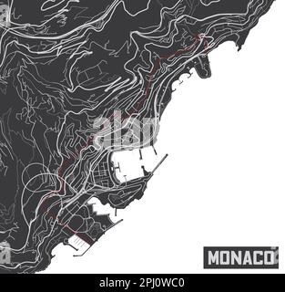 Design minimalistico della mappa della città di Monaco. Illustrazione Vettoriale