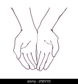 una sola linea di mani che danno illustrazione Illustrazione Vettoriale