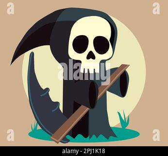 Carino piccolo bordo Reaper Vector Illustrazione sfondo bianco Foto Stock