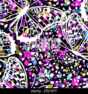 Farfalle bianche senza cuciture. Illustrazione vettoriale. Illustrazione Vettoriale