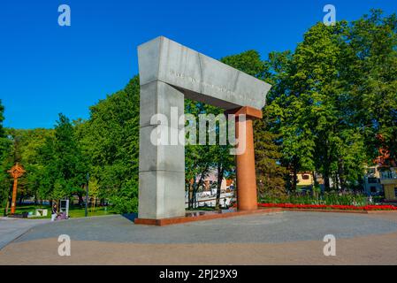 Klaipeda, Lituania, 4 luglio 2022: Monumento alla Lituania unita a Klaipeda. Foto Stock