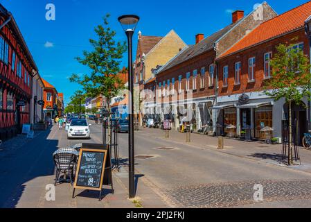 Soro, Danimarca, 21 giugno 2022: Via commerciale al centro di Soro, Danimarca. Foto Stock