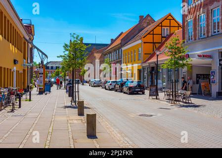 Soro, Danimarca, 21 giugno 2022: Via commerciale al centro di Soro, Danimarca. Foto Stock