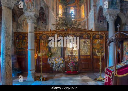 Mystras, Grecia, 7 settembre 2022: Decorato Pantanassa santo convento di Mystras sito archeologico in Grecia. Foto Stock