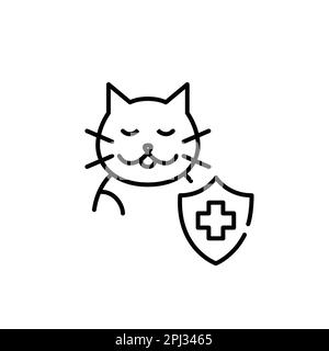 Assicurazione medica Cat. Piano sanitario per gli animali domestici. Pixel Perfect, icona del tratto modificabile Illustrazione Vettoriale