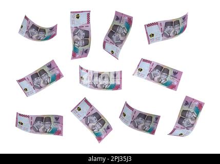 Banconota da denaro di Rupiah indonesia sfondo bianco 3D Foto Stock