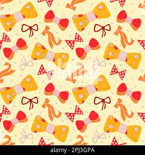 Motivo senza cuciture con nastri di varie forme. Design piatto disegnato a mano. Illustrazione Vettoriale