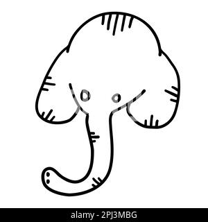 Illustrazione vettoriale dell'elefante in stile del doodle del contorno isolato su fondo bianco. Illustrazione Vettoriale