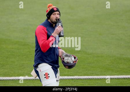 Nick Browne di Essex durante Kent CCC vs Essex CCC, amichevole Match Cricket al campo di Spitfire il 30th marzo 2023 Foto Stock