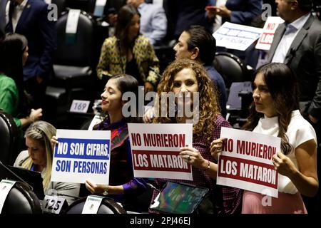 Città del Messico, Messico. 31st Mar, 2023. 30 marzo 2023, Città del Messico, Messico: Legislatori del National Action Party in sessione al Palazzo legislativo di Città del Messico. Il 30 marzo 2023 a Città del Messico (Foto di Luis Barron/Eyepix Group/Sipa USA). Credit: Sipa USA/Alamy Live News Foto Stock