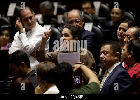 Città del Messico, Messico. 31st Mar, 2023. 30 marzo 2023, Città del Messico: Il Vice Federale Andrea Chavez alla sessione del Palazzo legislativo di Città del Messico. Il 30 marzo 2023 a Città del Messico (Foto di Luis Barron/Eyepix Group/Sipa USA). Credit: Sipa USA/Alamy Live News Foto Stock