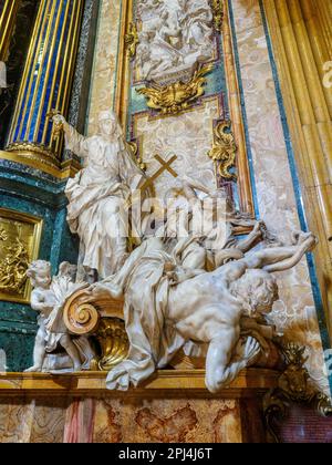 La religione l'eresia di coraggio di Pierre le Gros il giovane nella Chiesa di Gesù - Roma, Italia Foto Stock