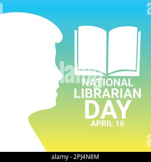 Giornata bibliotecaria nazionale. Aprile 16. Illustrazione vettoriale. Silhouette di un uomo e di un libro. Illustrazione Vettoriale