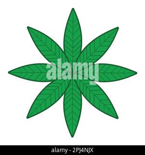 Icona della foglia di cannabis. Pianta di marijuana. Design isolato. Illustrazione vettoriale Illustrazione Vettoriale