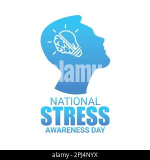 Giornata nazionale di sensibilizzazione allo stress. Illustrazione vettoriale. Progettazione di striscioni, poster o stampe. Illustrazione Vettoriale