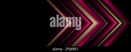 Frecce astratte in oro e cremisi su un ampio sfondo nero. Illustrazione vettoriale Illustrazione Vettoriale