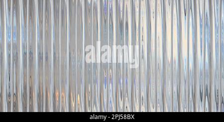 Motivo di texture di fondo a forma d'onda di vaporetto in argento olografico iridescente senza cuciture. Effetto prisma arcobaleno color pastello perlescente alla moda. Ris. Corrugato Foto Stock