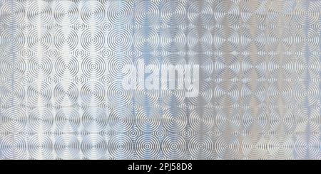 Motivo di texture di fondo a forma d'onda di vaporetto in argento olografico iridescente senza cuciture. Trendy corrugato corrugato smerigliato cerchio geometrico inciso Foto Stock