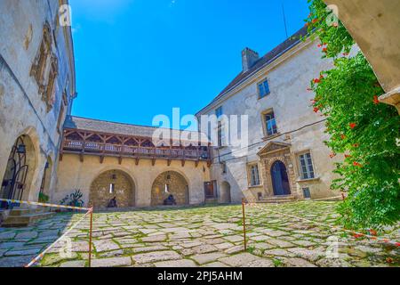 Visita il pittoresco castello medievale di Olesko, conservato nell'Ucraina occidentale Foto Stock