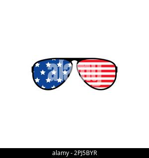 Occhiali da sole aviatore con bandiera americana. Accessorio alla moda per proteggere gli occhi Illustrazione Vettoriale