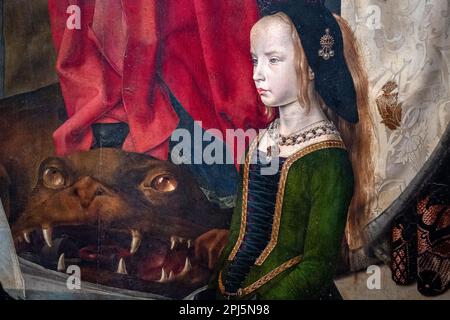 Particolare del Trittico Portinari di Hugo van der Goes (ca.1477-78) agli Uffizi, Firenze. Foto Stock