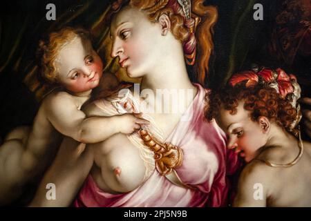 Dettagli dai dipinti degli Uffizi, Firenze Foto Stock