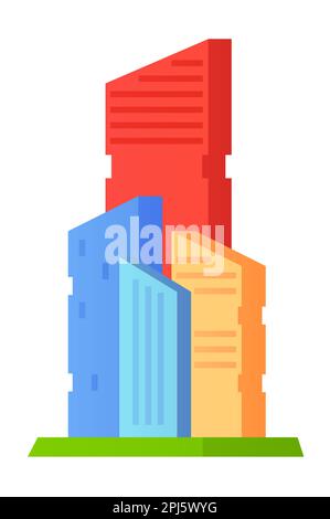 Alti edifici - design moderno e piano, immagine singola isolata Illustrazione Vettoriale