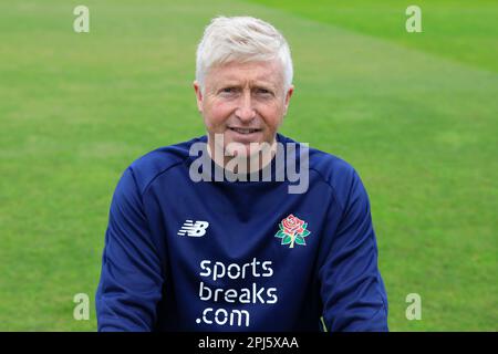 Glen Chapple il capo allenatore del Lancashire Cricket Club al Lancashire Cricket Media Day a Old Trafford, Manchester, Regno Unito, 31st marzo 2023 (Foto di Conor Molloy/News Images) Foto Stock