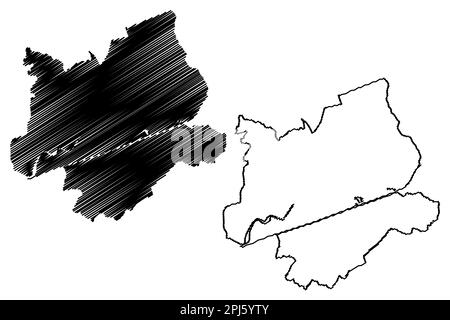 Area comune e autorità unitaria di Warrington (Regno Unito di Gran Bretagna e Irlanda del Nord, contea cerimoniale Cheshire, Inghilterra) mappa vecto Illustrazione Vettoriale