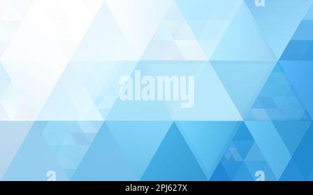Sfondo astratto composto da molti triangoli bianchi, blu chiaro e blu in diverse dimensioni. Cornice intera forma triangolare geometrica sfondo, copia spazio Foto Stock