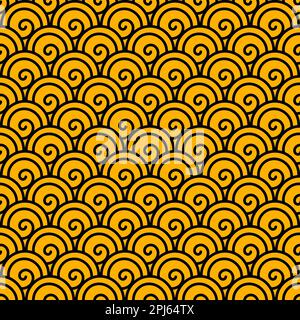 Mermaid bilancia il motivo senza cuciture per la stampa. Pesci e scale di sirena. Disegno geometrico del mare, illustrazione vettoriale. Design per tessuti, carta da imballaggio Illustrazione Vettoriale
