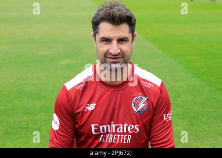 Colin de Grandhomme of Lancashire Lightning al Lancashire Cricket Media Day a Old Trafford, Manchester, Regno Unito, 31st marzo 2023 (Foto di Conor Molloy/News Images) Foto Stock