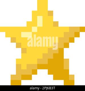 Pixel art giallo brillante, icona stile gioco retrò. Illustrazione vettoriale Illustrazione Vettoriale