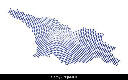 Mappa punteggiata della Georgia. Forma in stile digitale della Georgia. Icona tecnologica del paese con punti graduati. Eccellente illustrazione vettoriale. Illustrazione Vettoriale