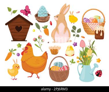 Set di uova di Pasqua elementi, Illustrazione Vettoriale