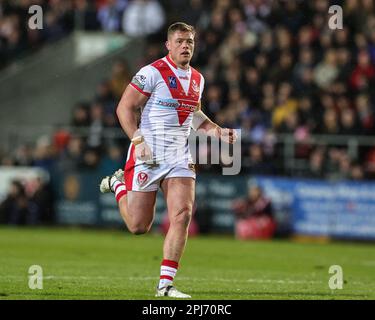 St Helens, Regno Unito. 31st Mar, 2023. Morgan Knowles #13 di St Helens durante il Betfred Super League Round 7 partita St Helens vs Wakefield Trinity al Totally Wicked Stadium, St Helens, Regno Unito, 31st marzo 2023 (Photo by Mark Cosgrove/News Images) a St Helens, Regno Unito il 3/31/2023. (Foto di Mark Cosgrove/News Images/Sipa USA) Credit: Sipa USA/Alamy Live News Foto Stock