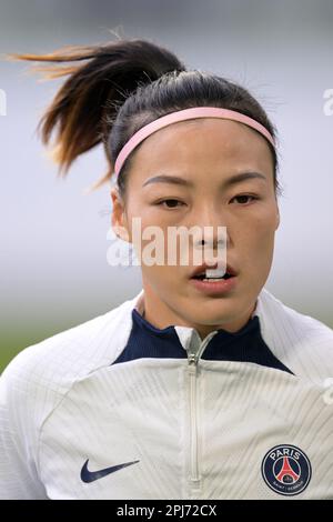 WOLFSBURG - Megwen li di Parigi Saint Germain donne durante la partita di quarti di finale della UEFA Champions League per le donne tra VFL Wolfsburg e Parigi Saint Germain alla VFL Wolfsburg Arena il 30 marzo 2023 a Wolfsburg, Germania. AP | Dutch Height | Gerrit van Cologne Foto Stock