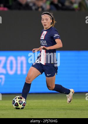 WOLFSBURG - Megwen li di Parigi Saint Germain donne durante la partita di quarti di finale della UEFA Champions League per le donne tra VFL Wolfsburg e Parigi Saint Germain alla VFL Wolfsburg Arena il 30 marzo 2023 a Wolfsburg, Germania. AP | Dutch Height | Gerrit van Cologne Foto Stock