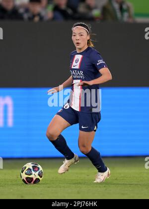 WOLFSBURG - Megwen li di Parigi Saint Germain donne durante la partita di quarti di finale della UEFA Champions League per le donne tra VFL Wolfsburg e Parigi Saint Germain alla VFL Wolfsburg Arena il 30 marzo 2023 a Wolfsburg, Germania. AP | Dutch Height | Gerrit van Cologne Foto Stock