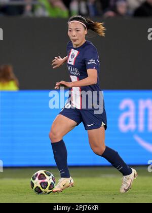 WOLFSBURG - Megwen li di Parigi Saint Germain donne durante la partita di quarti di finale della UEFA Champions League per le donne tra VFL Wolfsburg e Parigi Saint Germain alla VFL Wolfsburg Arena il 30 marzo 2023 a Wolfsburg, Germania. AP | Dutch Height | Gerrit van Cologne Foto Stock