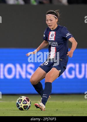 WOLFSBURG - Megwen li di Parigi Saint Germain donne durante la partita di quarti di finale della UEFA Champions League per le donne tra VFL Wolfsburg e Parigi Saint Germain alla VFL Wolfsburg Arena il 30 marzo 2023 a Wolfsburg, Germania. AP | Dutch Height | Gerrit van Cologne Foto Stock